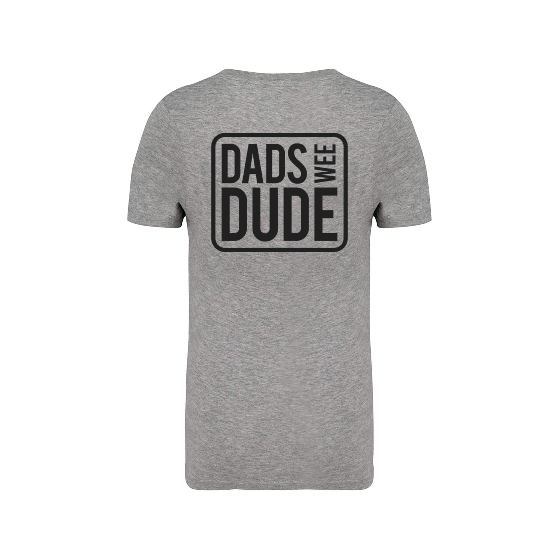 Back view of grey Dads Wee Dude T-Shirt on white background