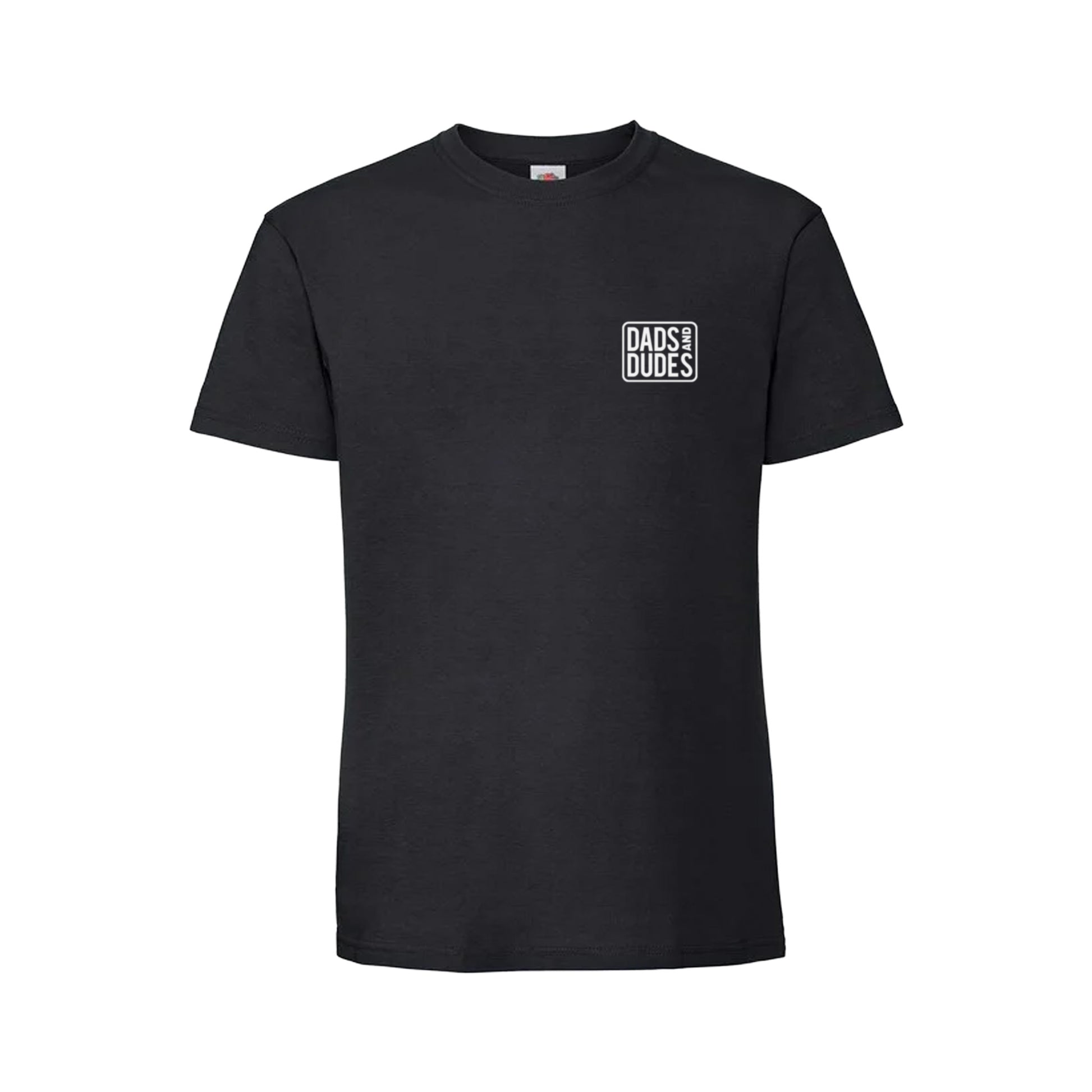 Front view of Black Dads And Dudes Classic T-Shirt on a white background.