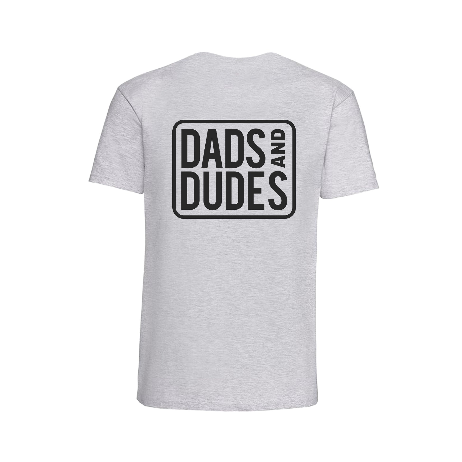Back view of Grey Dads And Dudes Classic T-Shirt on a white background.