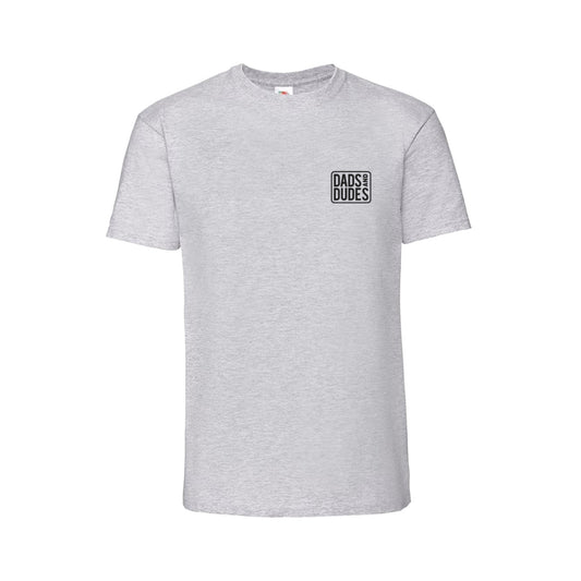 Front view of Grey Dads And Dudes Classic T-Shirt on a white background.